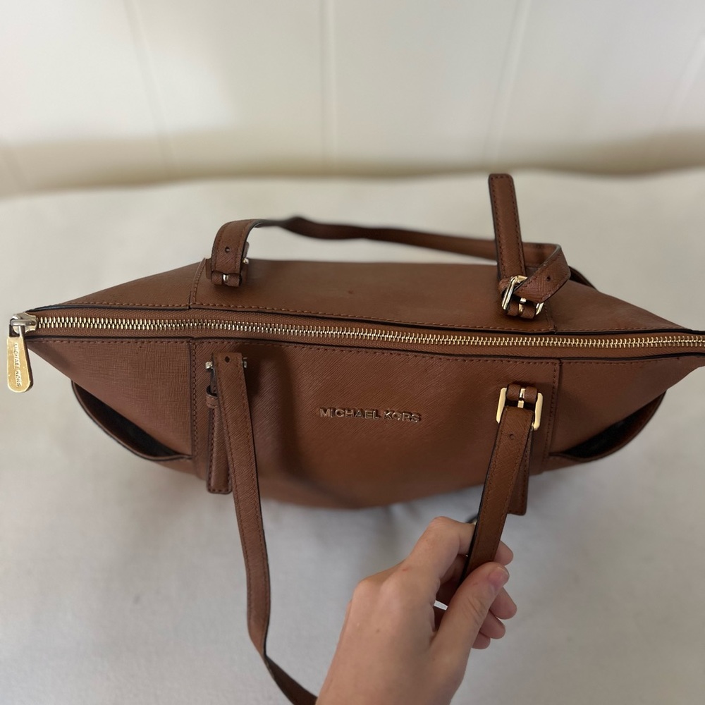 Michael Kors Large Tan Brown Jet Set Tote Bag Purse Handbag - Picture 7 of 13